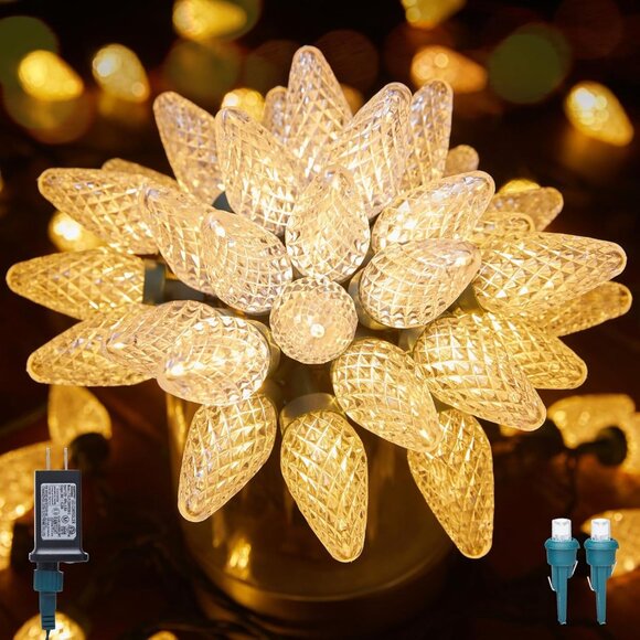 Set of 2 C9 LED Christmas Lights Outdoor, 81 Feet 100 LED String Lights with Tim - Picture 1 of 10